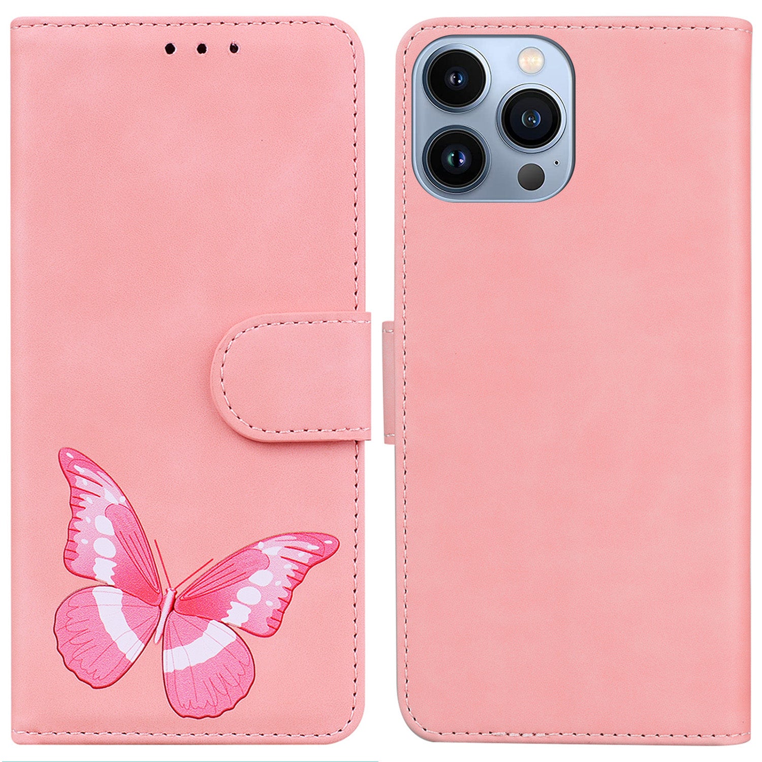 Til iPhone 15 Pro Max Anti-ridse Flip Stand Pung etui PU Læder Butterfly Printing Telefoncover Til iPhone 15 Pro Max Anti-ridse Flip Stand Pung etui PU Læder Butterfly Printing Telefoncover